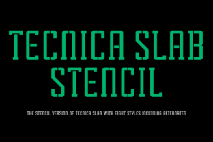 Tecnica Slab Stencil Family Font for Handmade Labels